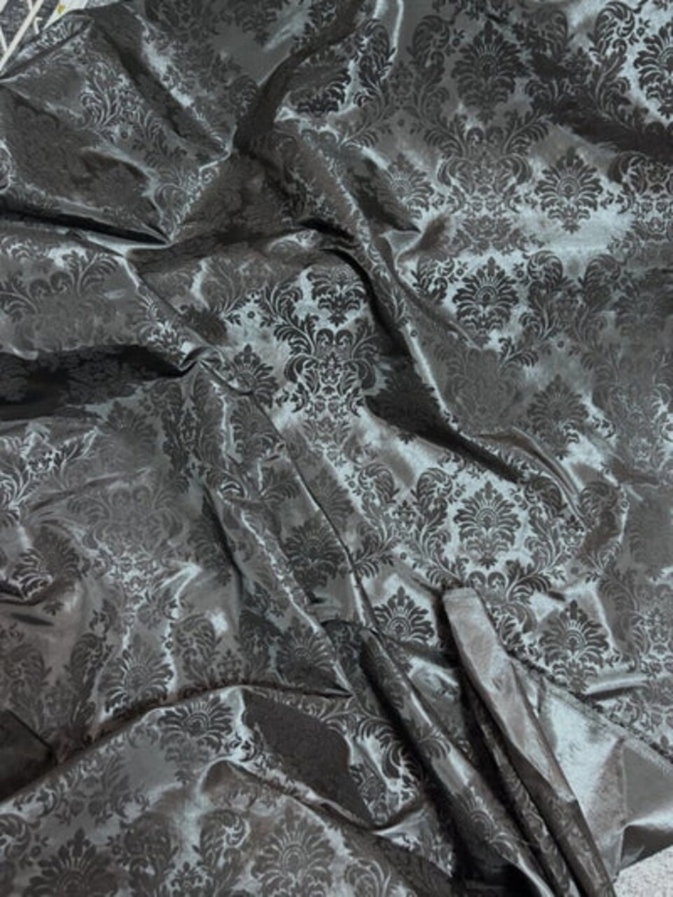 1 Yard Damask Flocking Taffeta Fabric 58" Wide Elegant Velvet Design for Weddings & Decor